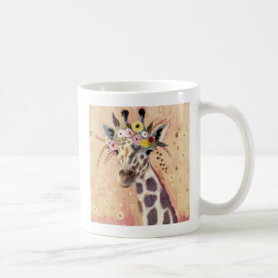 Klimt Giraffe   In bloemen toegevoegd Koffiemok