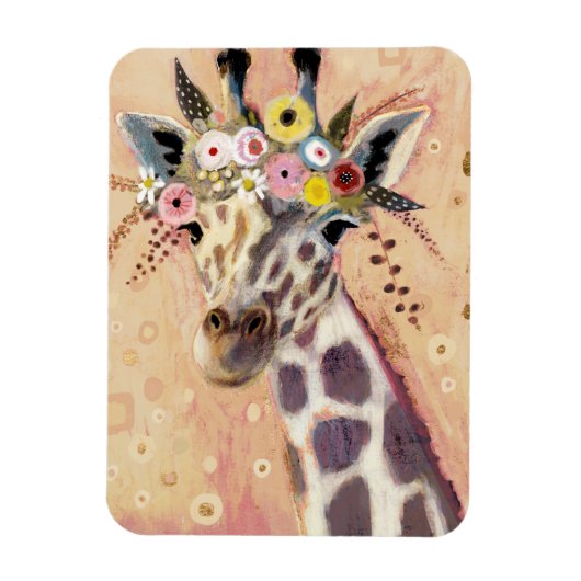 Klimt Giraffe | In bloemen toegevoegd Magneet (Verticaal)