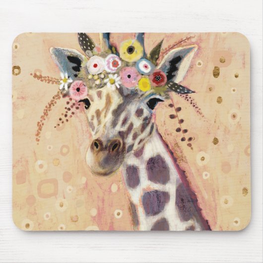 Klimt Giraffe | In bloemen toegevoegd Muismat (Voorkant)
