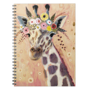 Klimt Giraffe   In bloemen toegevoegd Notitieboek