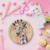 Klimt Giraffe | In bloemen toegevoegd Papieren Bordje (Feest)