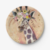 Klimt Giraffe | In bloemen toegevoegd Papieren Bordje (Voorkant)