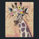 Klimt Giraffe | In bloemen toegevoegd Puzzel<br><div class="desc">Deze afbeelding bevat een zoete giraf geadorbeerd in een kroon van bloemen | Door Victoria Borges</div>