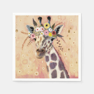 Klimt Giraffe   In bloemen toegevoegd Servet