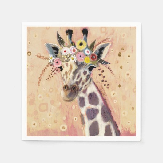Klimt Giraffe | In bloemen toegevoegd Servet (Voorkant)