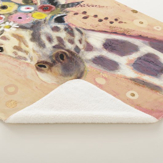 Klimt Giraffe | In bloemen toegevoegd Sherpa Deken (3/4)