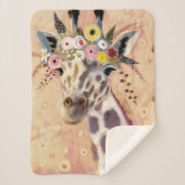 Klimt Giraffe | In bloemen toegevoegd Sherpa Deken (Voorkant)