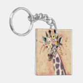 Klimt Giraffe | In bloemen toegevoegd Sleutelhanger (Voorkant Links)