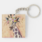 Klimt Giraffe | In bloemen toegevoegd Sleutelhanger (Achterkant)