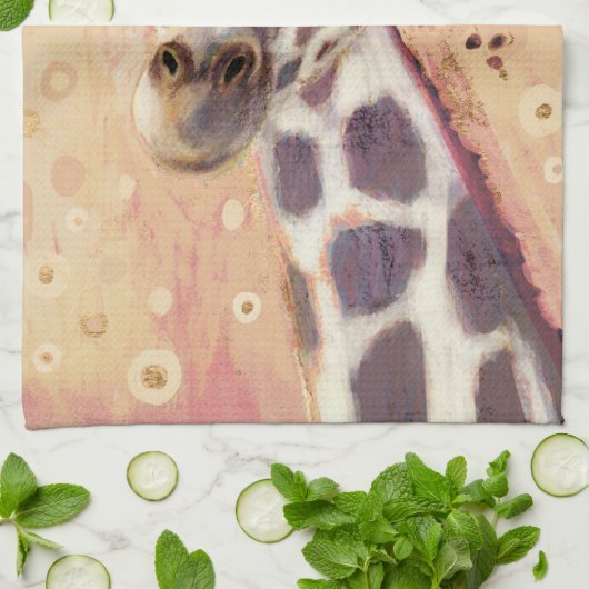 Klimt Giraffe | In bloemen toegevoegd Theedoek (Gevouwen)