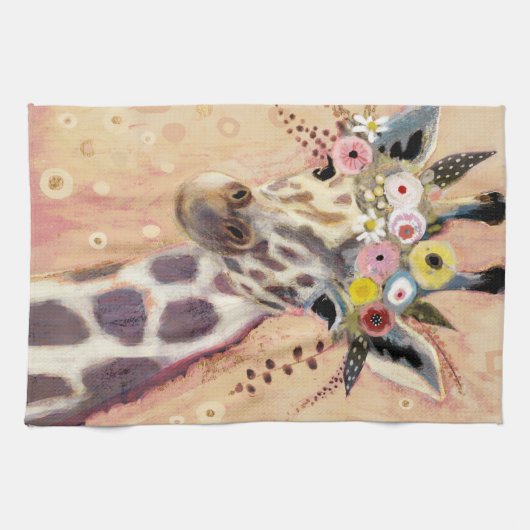 Klimt Giraffe | In bloemen toegevoegd Theedoek (Horizontaal)
