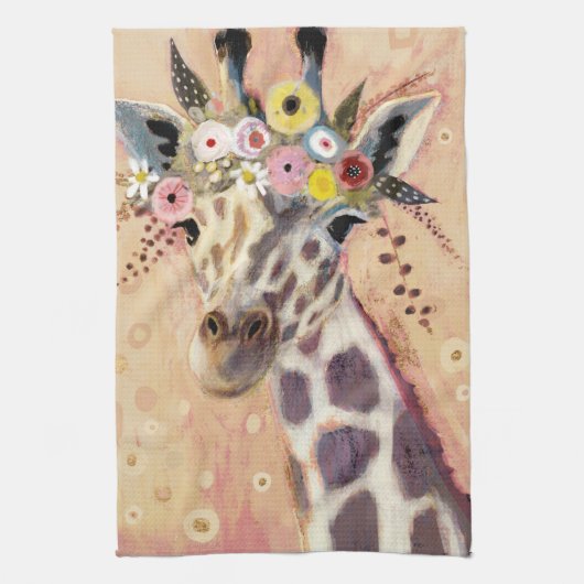Klimt Giraffe | In bloemen toegevoegd Theedoek (Verticaal)