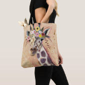 Klimt Giraffe | In bloemen toegevoegd Tote Bag (Dichtbij)
