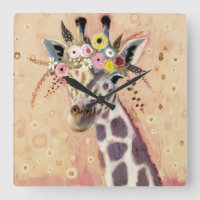 Klimt Giraffe | In bloemen toegevoegd