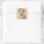 Klimt Giraffe | In bloemen toegevoegd Vierkante Sticker (Tas)