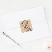 Klimt Giraffe | In bloemen toegevoegd Vierkante Sticker (Envelop)