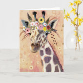 Klimt Giraffe| In bloemen verrijkt Kaart (Gele Bloem)