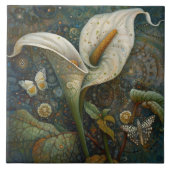Klimt Golden Calla Lily Butterfly Art Tegeltje (Voorkant)