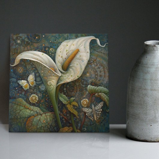 Klimt Golden Calla Lily Butterfly Art Tegeltje