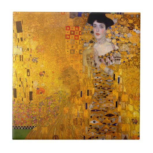 Klimt Golden Lady Adele Bloch Bauer Art Nouveau Tegeltje (Voorkant)