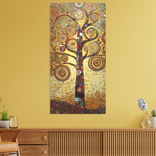 Klimt Golden Tree Abstract Art Nouveau Canvas Afdruk (Insitu (Woonkamer))