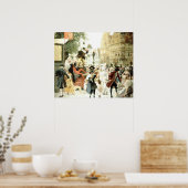 Klimt Hanswurst Theaterscène Afdrukken Poster (Keuken)