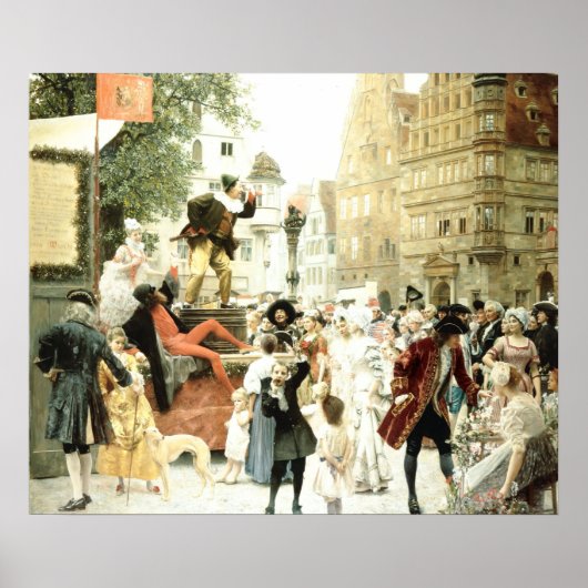 Klimt Hanswurst Theaterscène Afdrukken Poster (Voorkant)