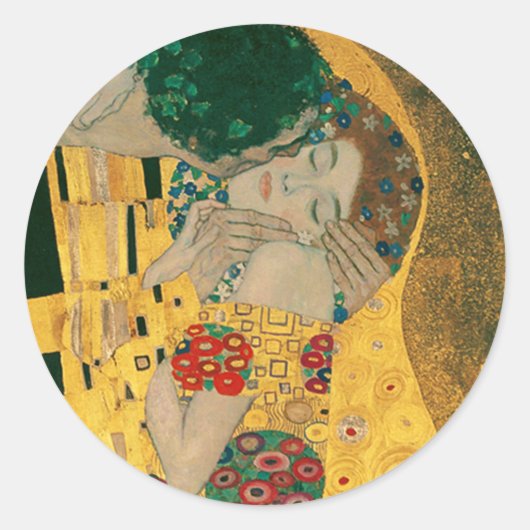 Klimt // Het kus schilderen Ronde Sticker (Voorkant)