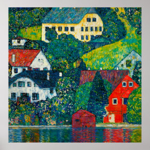 Klimt "Huizen bij Unterach aan de Attersee" Poster
