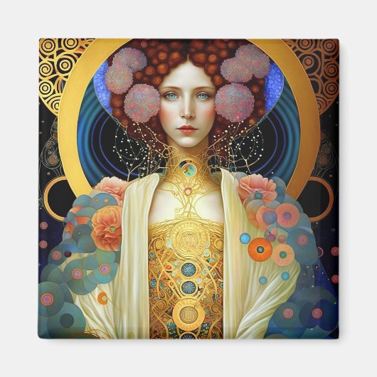 Klimt Inspired Queen Goddess Fantasy Art Magneet (Voorkant)