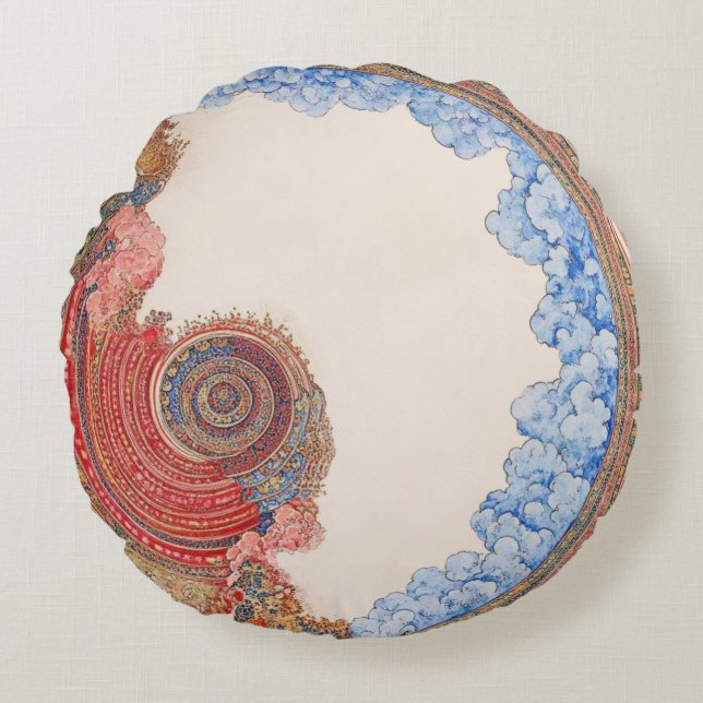 Klimt-Inspired Surreal  Rond Kussen (Voorkant)