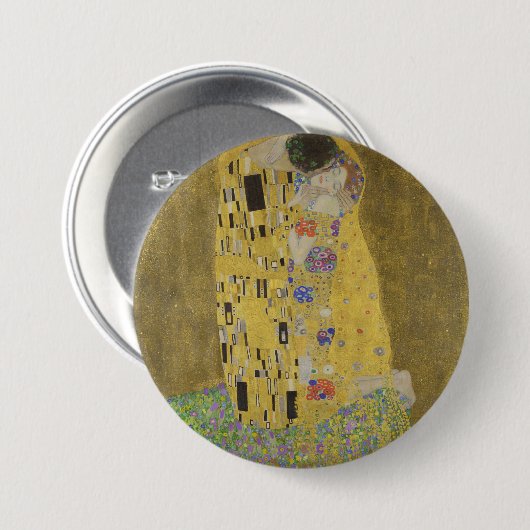 Klimt is de Kus Ronde Button 7,6 Cm (Voorkant /achterkant)