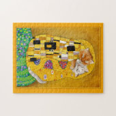 Klimt Kiss Gold Cat spoof jigsaw puzzle Legpuzzel (Horizontaal)