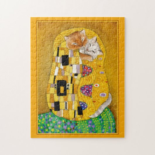 Klimt Kiss Gold Cat spoof jigsaw puzzle Legpuzzel (Verticaal)