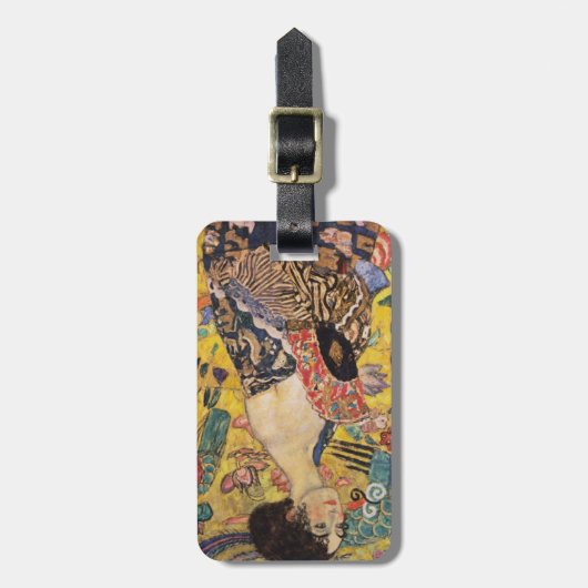 Klimt Lady met Fan Fine Art Bagagelabel (Voorkant verticaal)