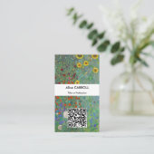 Klimt - Landtuin met zonnebloemen - QR-code Visitekaartje (Staand voorkant)