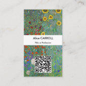 Klimt - Landtuin met zonnebloemen - QR-code Visitekaartje (Voorkant)
