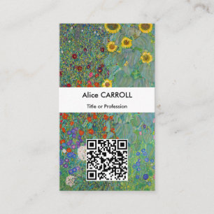 Klimt - Landtuin met zonnebloemen - QR-code Visitekaartje