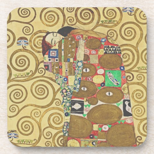 Klimt Omhelzing Goud Kunst Coaster Bier Onderzetter (Voorkant)