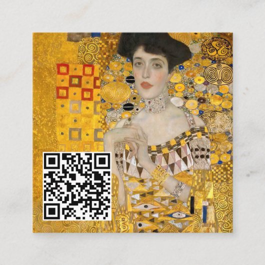 Klimt - Portret van Adele Bloch-Bauer I - QR-code Vierkante Visitekaartje (Voorkant)