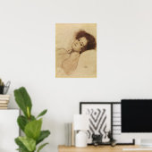 Klimt - portret van een jonge vrouw die zich terug poster (Thuiskantoor)