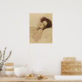 Klimt - portret van een jonge vrouw die zich terug poster (Keuken)