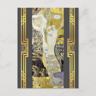 Klimt restaurted Water Serpents Art Nouveau Painti Briefkaart
