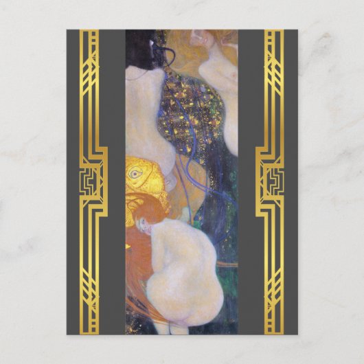 Klimt Restored Goldfish Art Nouveau Painting Briefkaart (Voorkant)