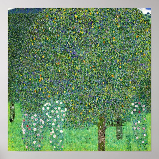 Klimt - Rozenstruiken onder de bomen Poster (Voorkant)