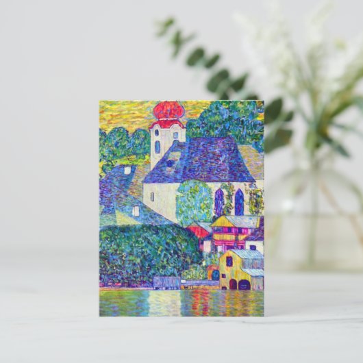 Klimt St Wolfgang kerk in Unterach op meer Atter Briefkaart (Staand voorkant)