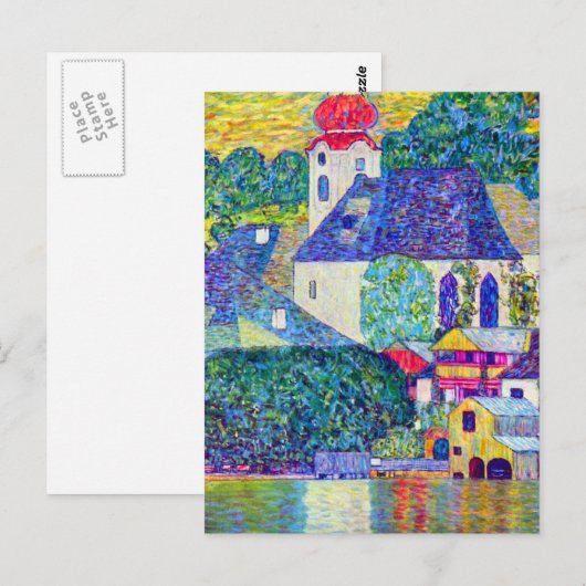 Klimt St Wolfgang kerk in Unterach op meer Atter Briefkaart (Voorkant / Achterkant)