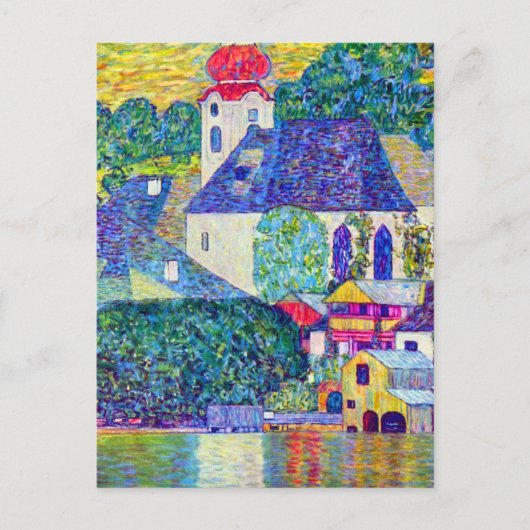 Klimt St Wolfgang kerk in Unterach op meer Atter Briefkaart (Voorkant)