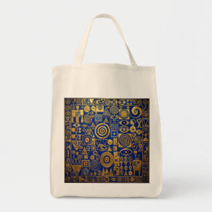 Klimt stijl blauw+goud Egyptische Revival Tote Bag