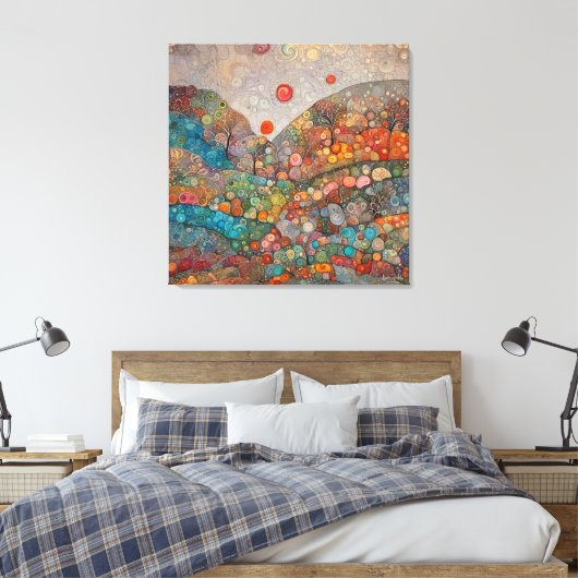 KLIMT STIJL KLEURRIJKE GRILLIGE LANDSCHAP WERVELIN CANVAS AFDRUK (Insitu (Slaapkamer))
